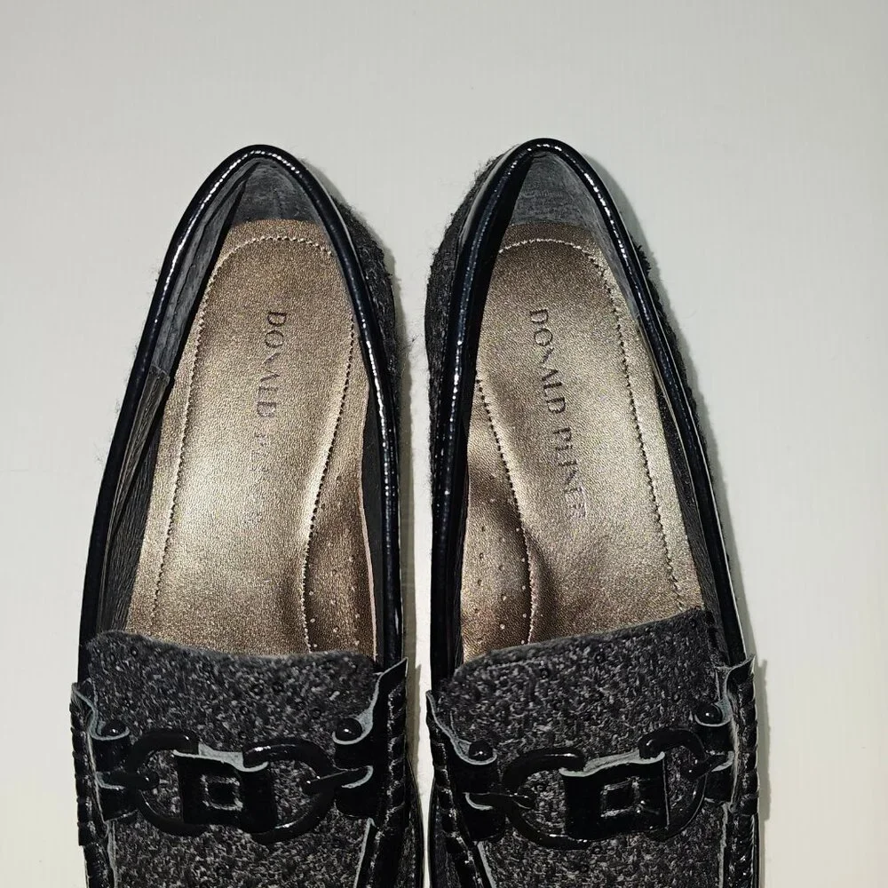 Donald Pliner Helio Lug Sole Loafer Womens 9 Black Boucle Sequined Platform NEW - Picture 8 of 14